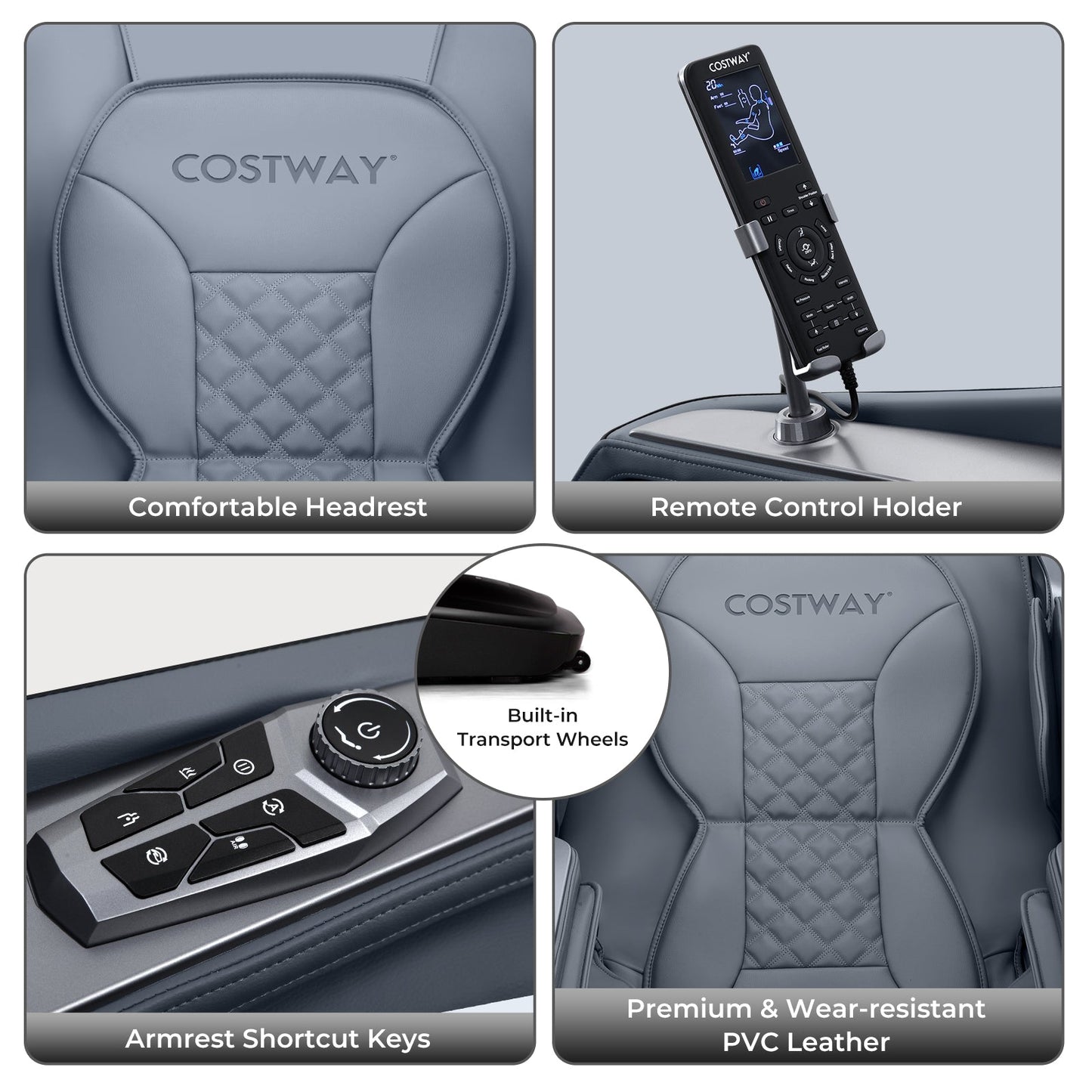 -Costway-Premium 3 Level Zero Gravity Full SL Track, Massage Chair With Heat- Dual Foot Rollers-Intelligent Body Scan With Shiatsu Rollers-JL10029WL