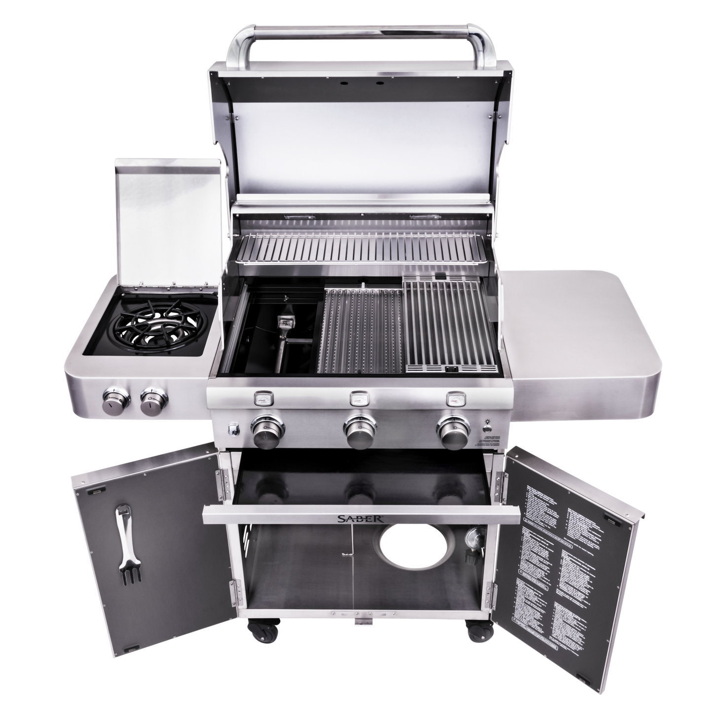 SABER® Premium 3-Burner Gas Grill w/Dual Ring Side Burner