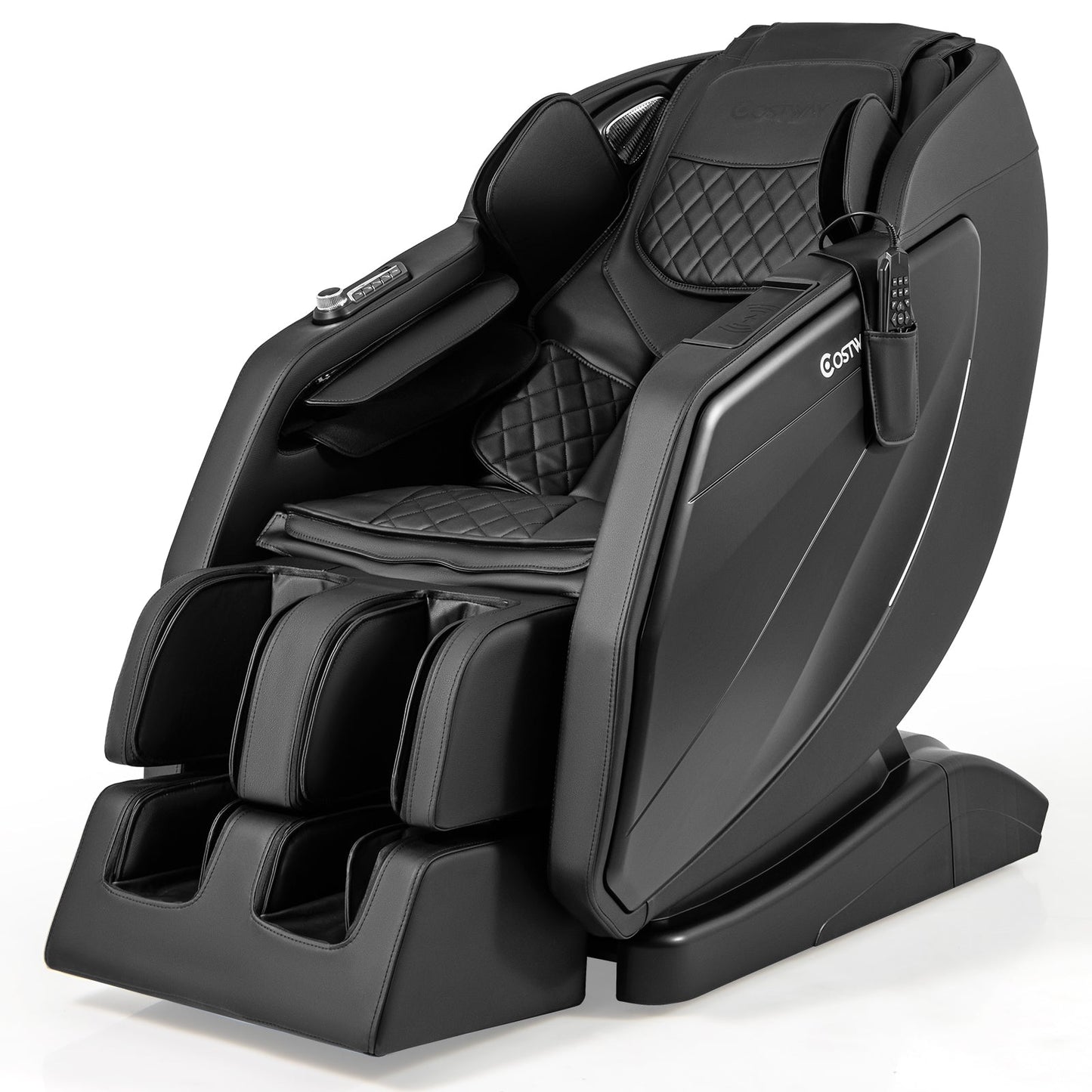 Costway-4D Massage Chair, Full Body SL Track Zero Gravity Massage Recliner w/ Airbags, Heater, Calves & Foot Rollers, Stretch, Voice Control, Auto Shoulder Scan, Wireless Charging Station, Bluetooth Speaker, Installation-Free Design JL10037WL