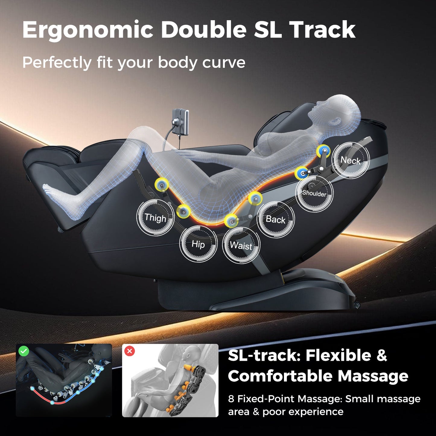 PREORDER-Mega Sale-Costway-4D SL-Track Full Body Massage Chair w/ Zero-Gravity Design, Heated Shawl, Neck & Back & Feet Heater, Calf & Foot Rollers,Magic Calf Rollers, Voice Control, Yoga Stretching, Smart Body Scanning, Touch Screen, Blue-tooth Speaker