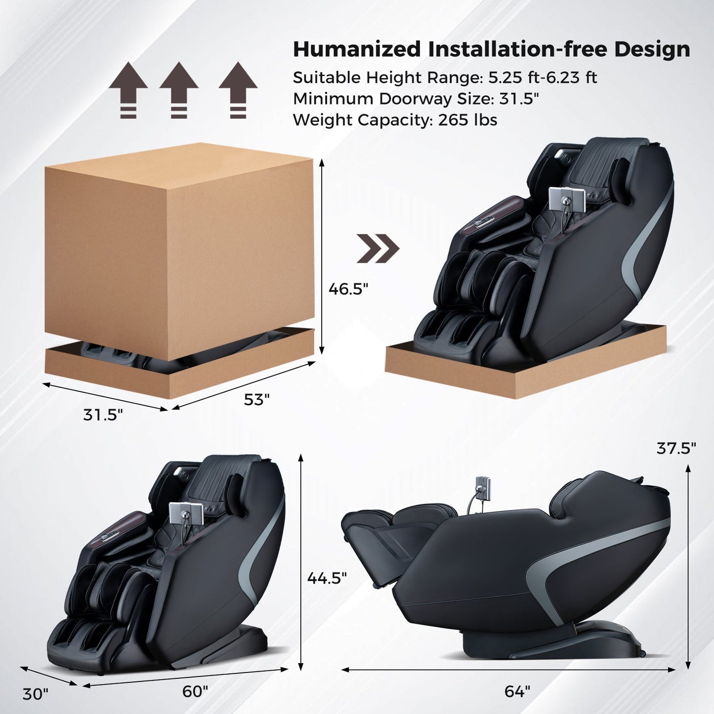 PREORDER-Mega Sale-Costway-4D SL-Track Full Body Massage Chair w/ Zero-Gravity Design, Heated Shawl, Neck & Back & Feet Heater, Calf & Foot Rollers,Magic Calf Rollers, Voice Control, Yoga Stretching, Smart Body Scanning, Touch Screen, Blue-tooth Speaker