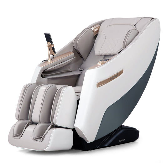 -Costway-Premium 3 Level Zero Gravity Full SL Track, Massage Chair With Heat- Dual Foot Rollers-Intelligent Body Scan With Shiatsu Rollers-JL10029WL