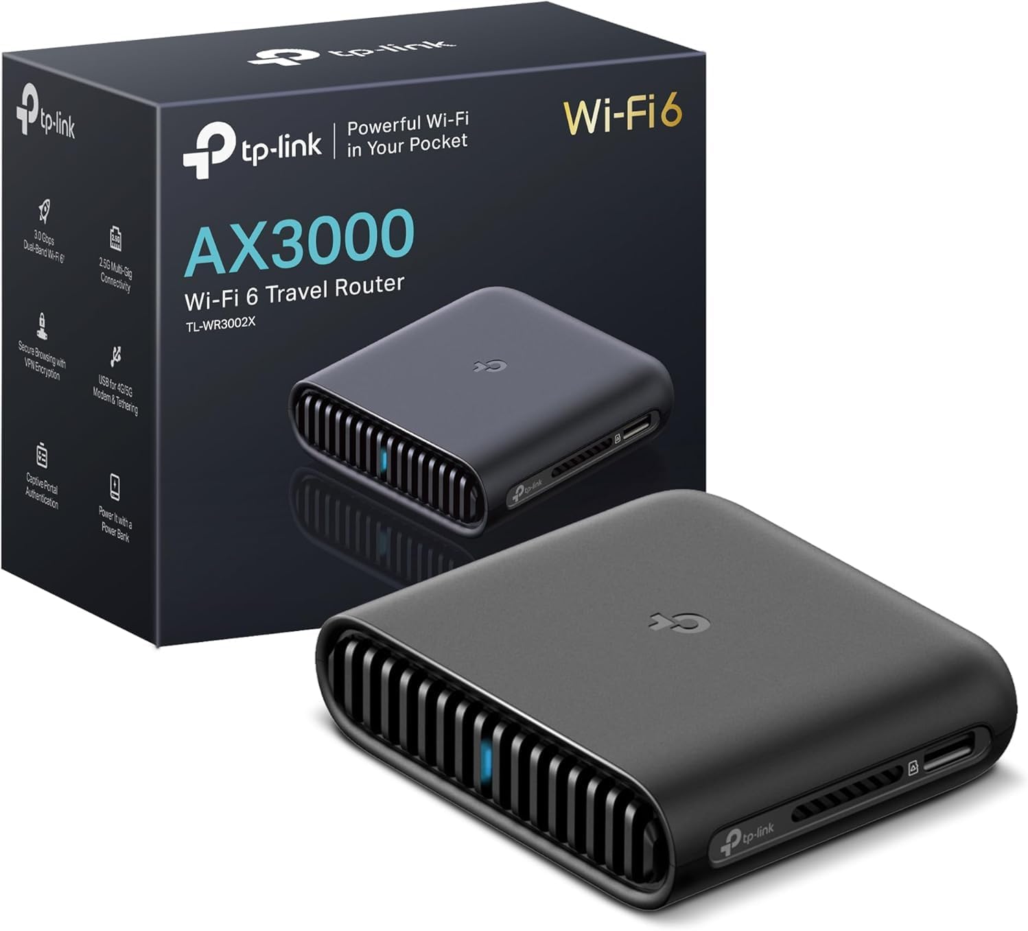 Pool Router TP-Link Dual-Band WiFi 6 AX3000 Travel Router (TL-WR3002X) – Pocket-Si ...