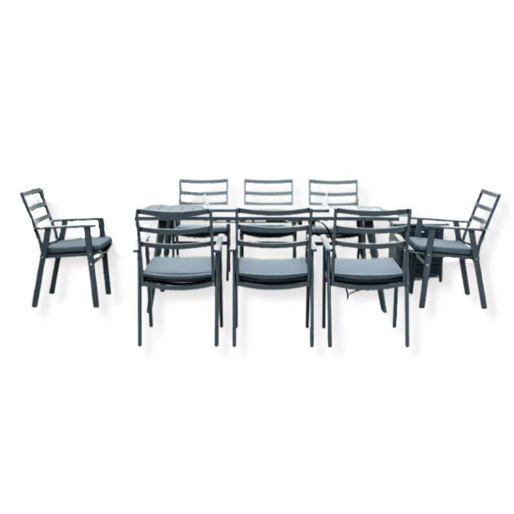 8-Seater Dining Table w/ Fire Table  Paradise Furniture - LA Pool & Spas