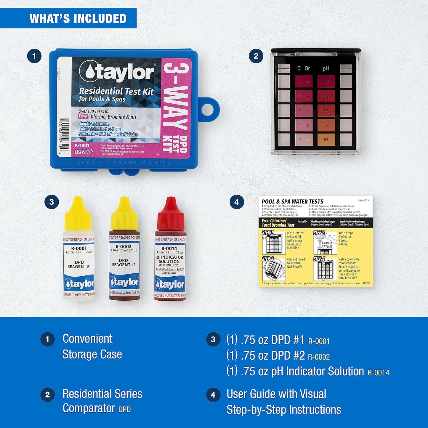 3-Way Test Kit for Total Chlorine, Bromine, pH (OTO)