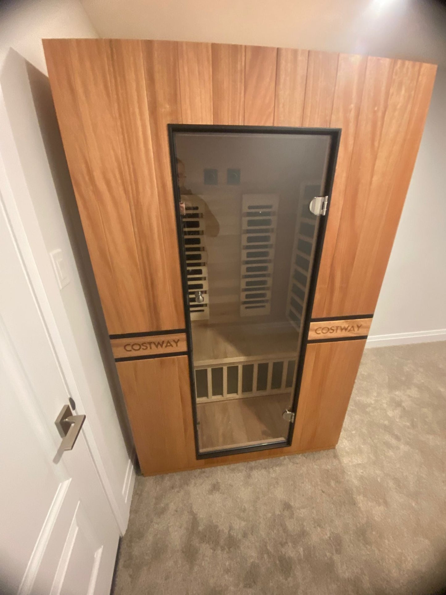 2026 Model-PREORDER-Premium Series-Costway 2-Person Dual Therapy Full Spectrum Infrared Sauna with Red Light Panel($900 Value), WiFi App Control, Chromotherapy & Bluetooth – Okoume Wood- Fully Loaded Indoor Spa