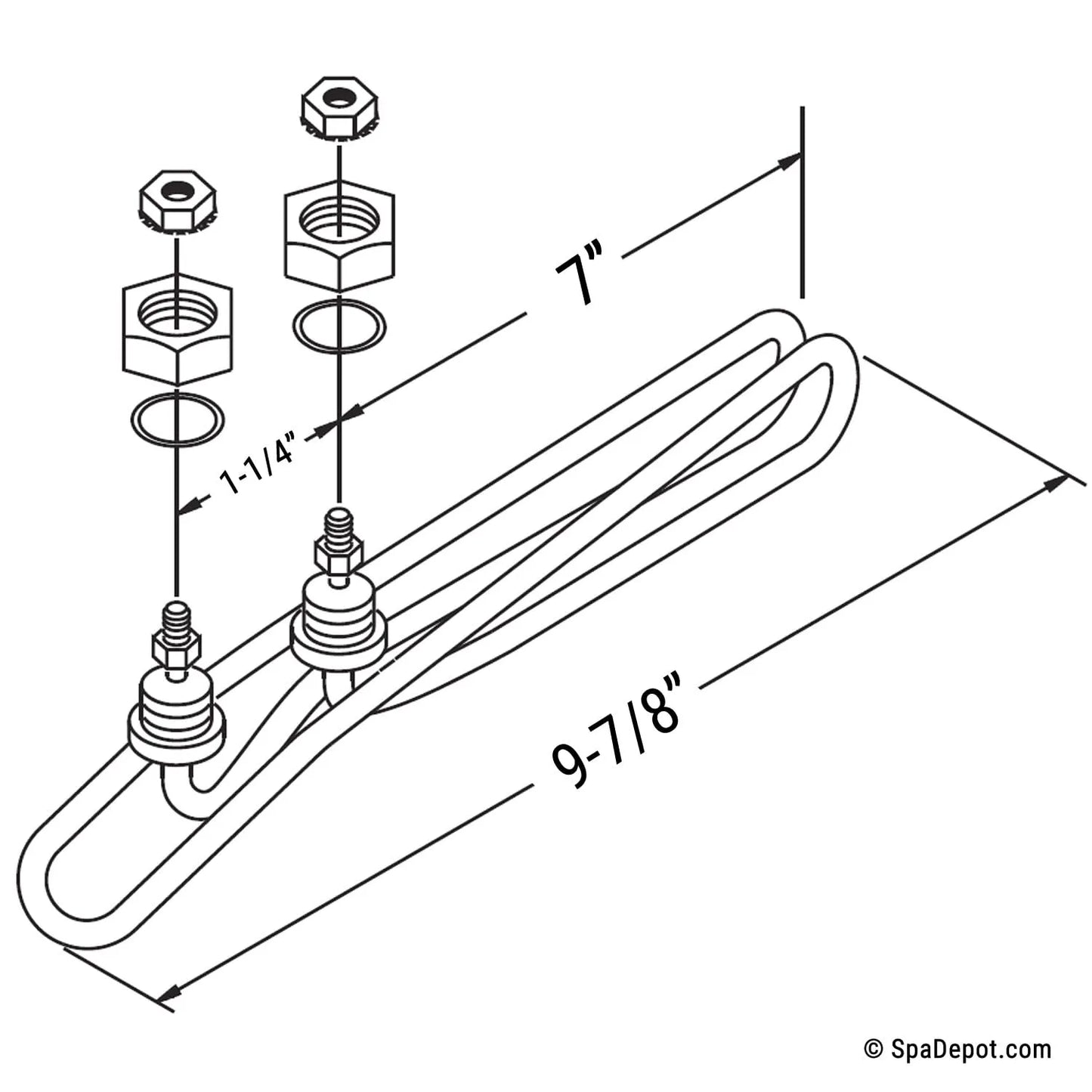 Flow-Thru Heater Element (Balboa M-7)  Balboa - LA Pool & Spas