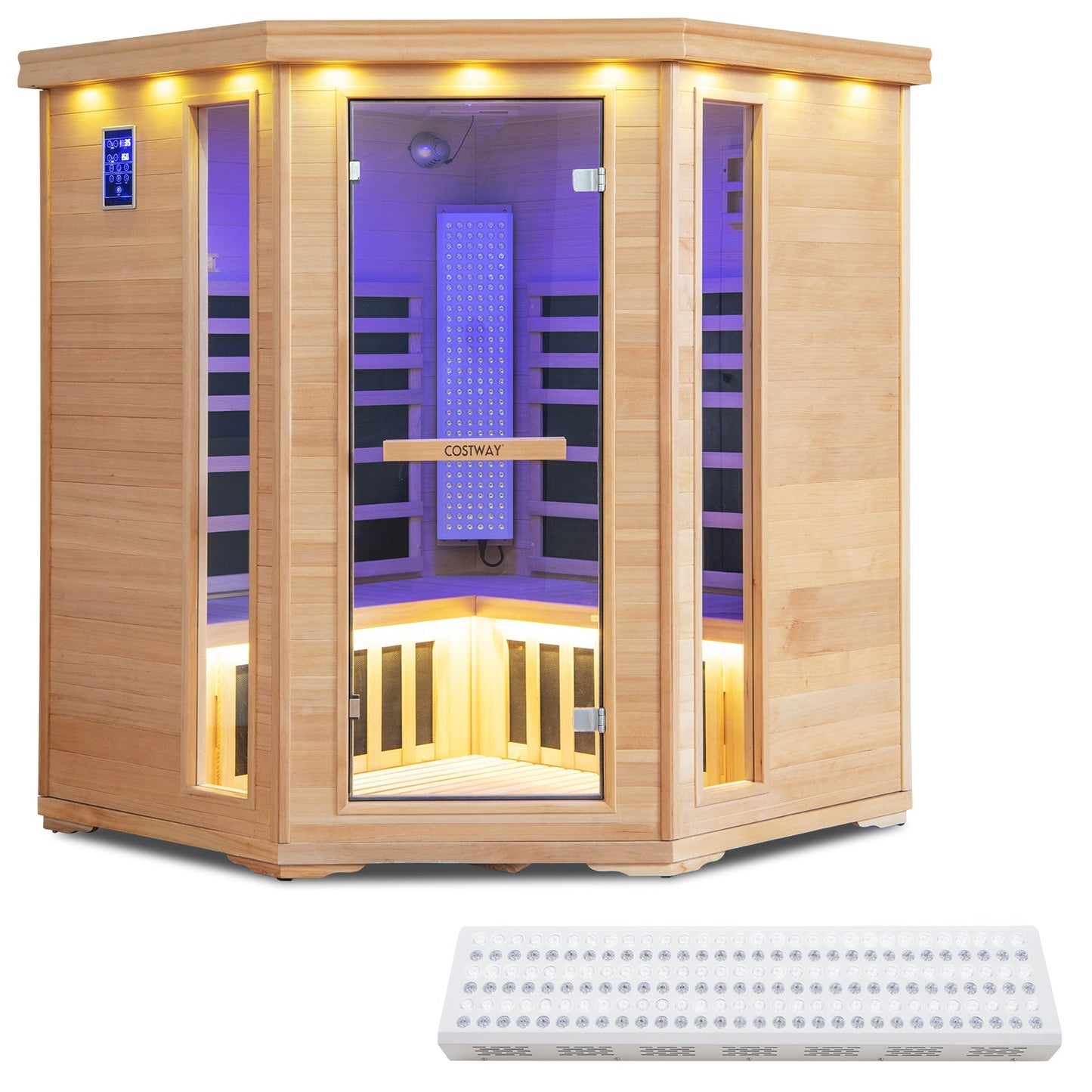 -PREORDER-Costway- Premium Corner 3D Full Spectrum Sauna With Red Light Therapy/ Far Infrared-App Controlled, Fully Loaded-Low EMF, JV11522US
