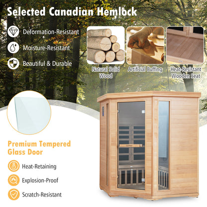 -PREORDER-Costway- Premium Corner 3D Full Spectrum Sauna With Red Light Therapy/ Far Infrared-App Controlled, Fully Loaded-Low EMF, JV11522US