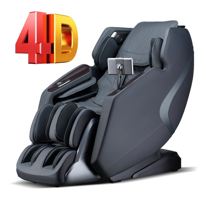 PREORDER-Mega Sale-Costway-4D SL-Track Full Body Massage Chair w/ Zero-Gravity Design, Heated Shawl, Neck & Back & Feet Heater, Calf & Foot Rollers,Magic Calf Rollers, Voice Control, Yoga Stretching, Smart Body Scanning, Touch Screen, Blue-tooth Speaker