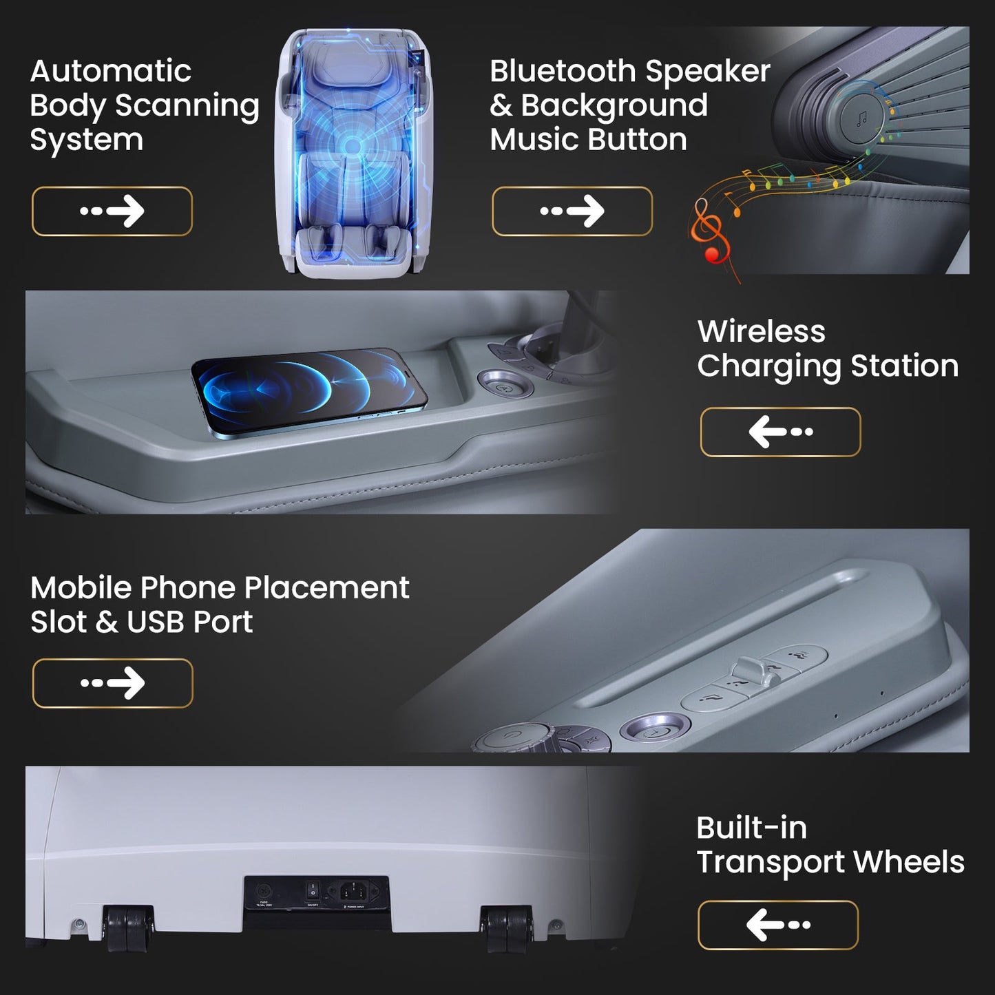 Costway-4D Flexible Track Massage Chair, Full Body Zero Gravity Massage Chair w/ Airbags, Waist Heater, Foot Rollers, Voice Control, Memory Function, Electric Calf Frame, Auto Body Scan, Wireless Charging Station, Thai Stretching- JL10042WL