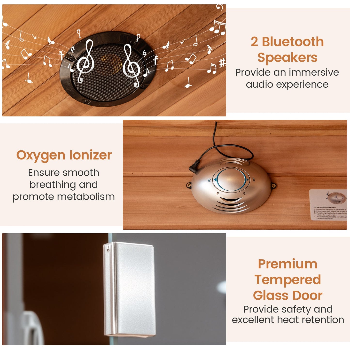 Costway- 2025 Model- 3 Person Infrared Sauna, Canadian Red Cedar Wood Far Infrared Sauna Room with 10 Carbon Heaters, Bluetooth Speakers, Reading Light, Indoor Personal Spa for Home Gym Relaxation-  Low EMF