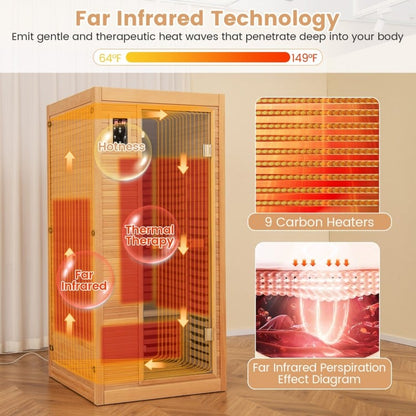 PREORDER APRIL-Holiday Sale-Costway Premium 1 Person 3D Infrared Sauna With Chromotherapy , Bluetooth Speakers and Low EMF, JV11410US, NO DISCOUNT CODE ALLOWED!