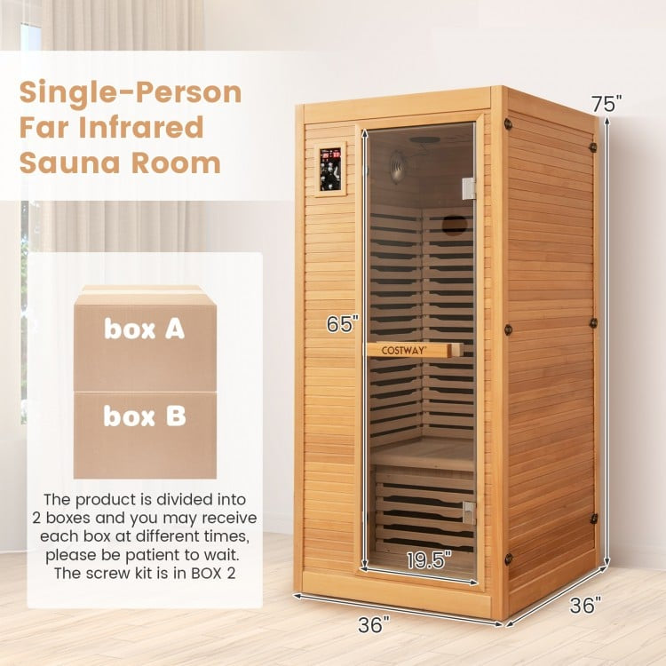 PREORDER APRIL-Holiday Sale-Costway Premium 1 Person 3D Infrared Sauna With Chromotherapy , Bluetooth Speakers and Low EMF, JV11410US, NO DISCOUNT CODE ALLOWED!