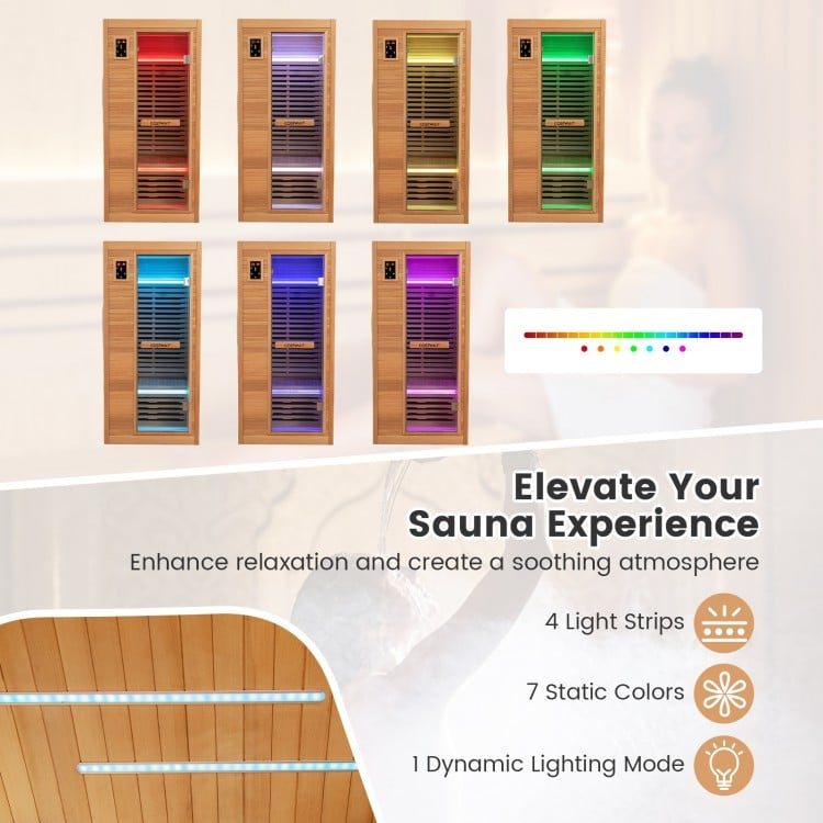 PREORDER APRIL-Holiday Sale-Costway Premium 1 Person 3D Infrared Sauna With Chromotherapy , Bluetooth Speakers and Low EMF, JV11410US, NO DISCOUNT CODE ALLOWED!