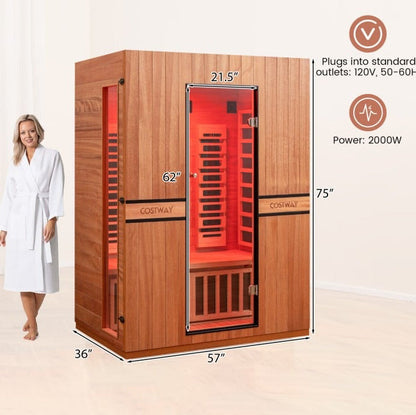 Costway 2026 Premium Series- 3-Person Full Spectrum Infrared Sauna — Okoume Wood • App Control • Red Light • Chromotherapy Fully Loaded 3D Heat