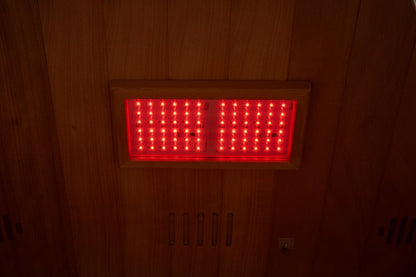 2026 Model-PREORDER-Premium Series-Costway 2-Person Dual Therapy Full Spectrum Infrared Sauna with Red Light Panel($900 Value), WiFi App Control, Chromotherapy & Bluetooth – Okoume Wood- Fully Loaded Indoor Spa