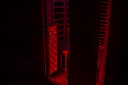 2026 Model-PREORDER-Premium Series-Costway 2-Person Dual Therapy Full Spectrum Infrared Sauna with Red Light Panel($900 Value), WiFi App Control, Chromotherapy & Bluetooth – Okoume Wood- Fully Loaded Indoor Spa