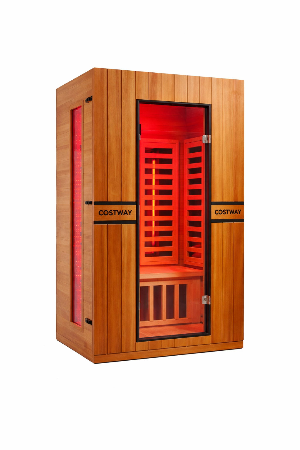 2026 Model-PREORDER-Premium Series-Costway 2-Person Dual Therapy Full Spectrum Infrared Sauna with Red Light Panel($900 Value), WiFi App Control, Chromotherapy & Bluetooth – Okoume Wood- Fully Loaded Indoor Spa