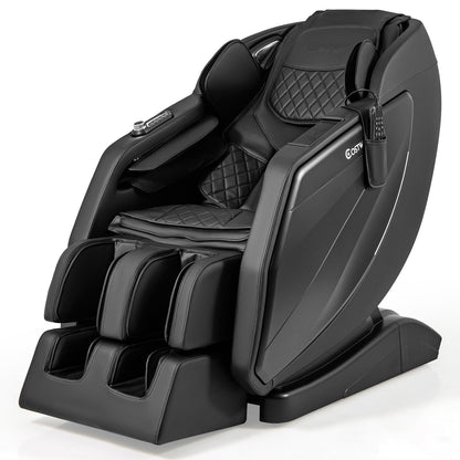 Costway-4D Massage Chair, Full Body SL Track Zero Gravity Massage Recliner w/ Airbags, Heater, Calves & Foot Rollers, Stretch, Voice Control, Auto Shoulder Scan, Wireless Charging Station, Bluetooth Speaker, Installation-Free Design JL10037WL