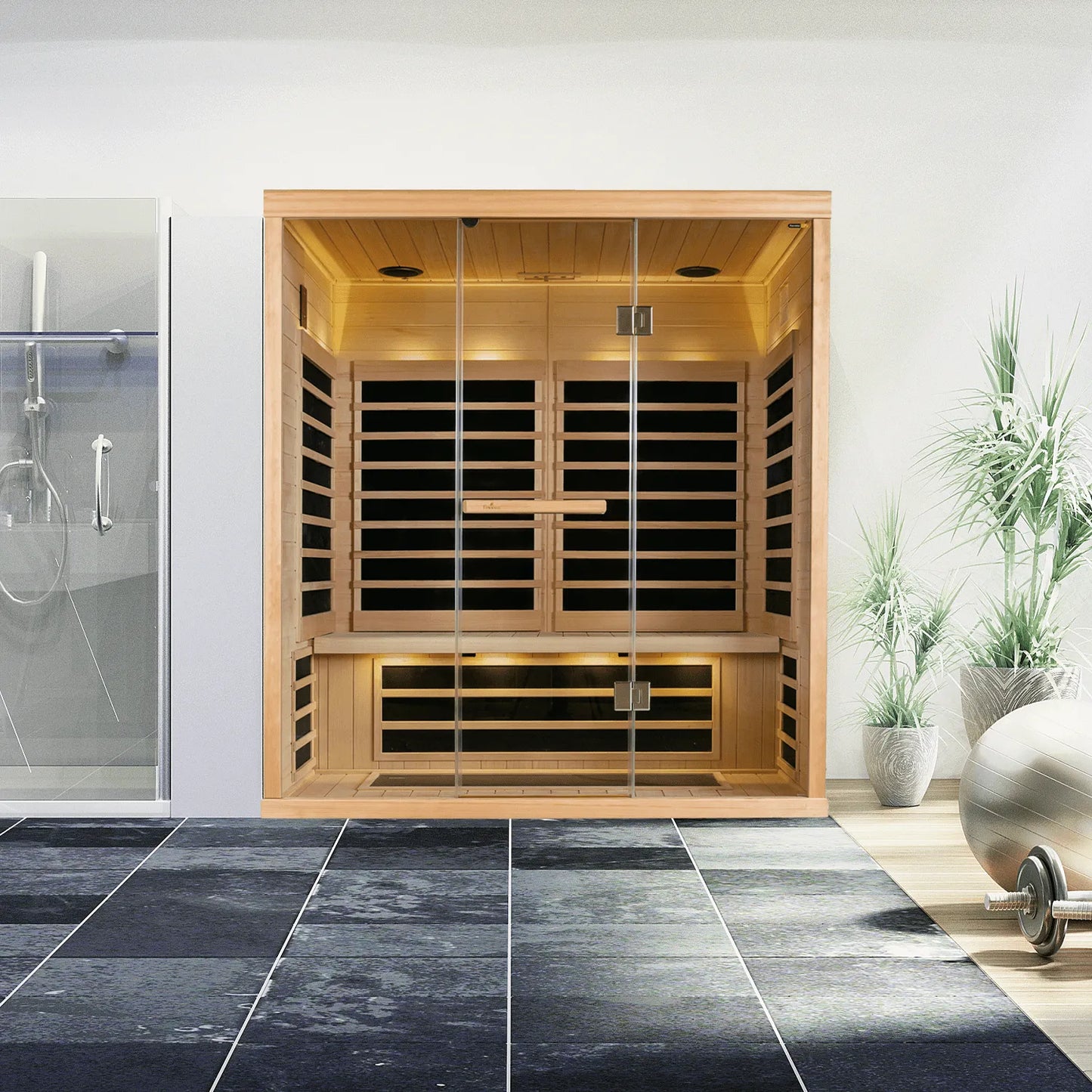 S830 - Hemlock - 3 Person 20 Amp (DEDICATED) Infrared Sauna  Finnleo - LA Pool & Spas