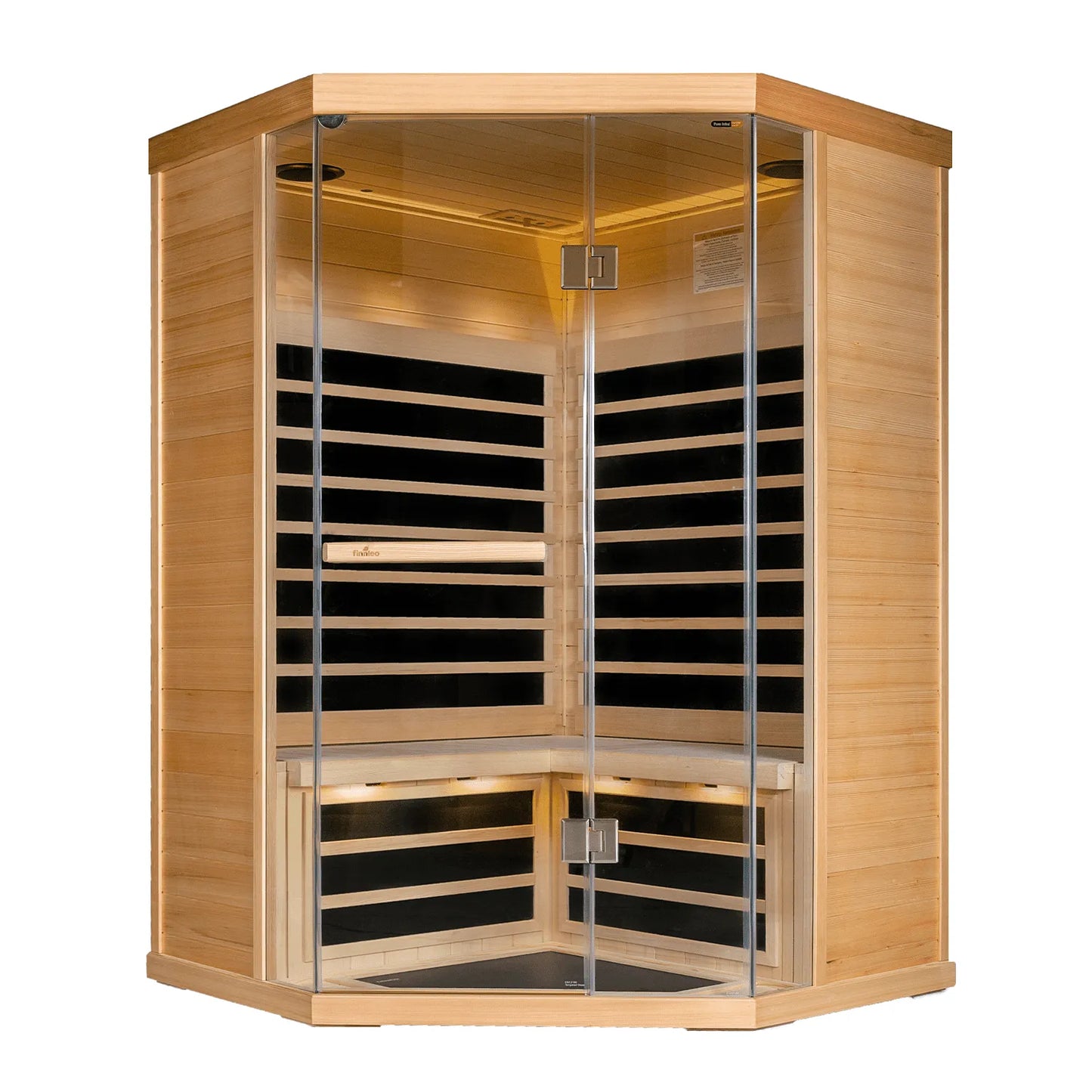 S870 - Hemlock - 3 Person 15 Amp Corner Infrared Sauna  Finnleo - LA Pool & Spas