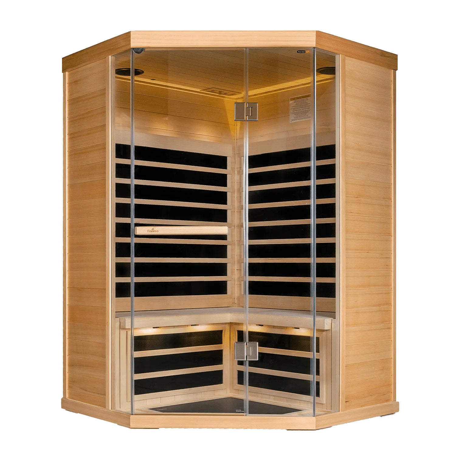 S870 - Hemlock - 3 Person 15 Amp Corner Infrared Sauna  Finnleo - LA Pool & Spas
