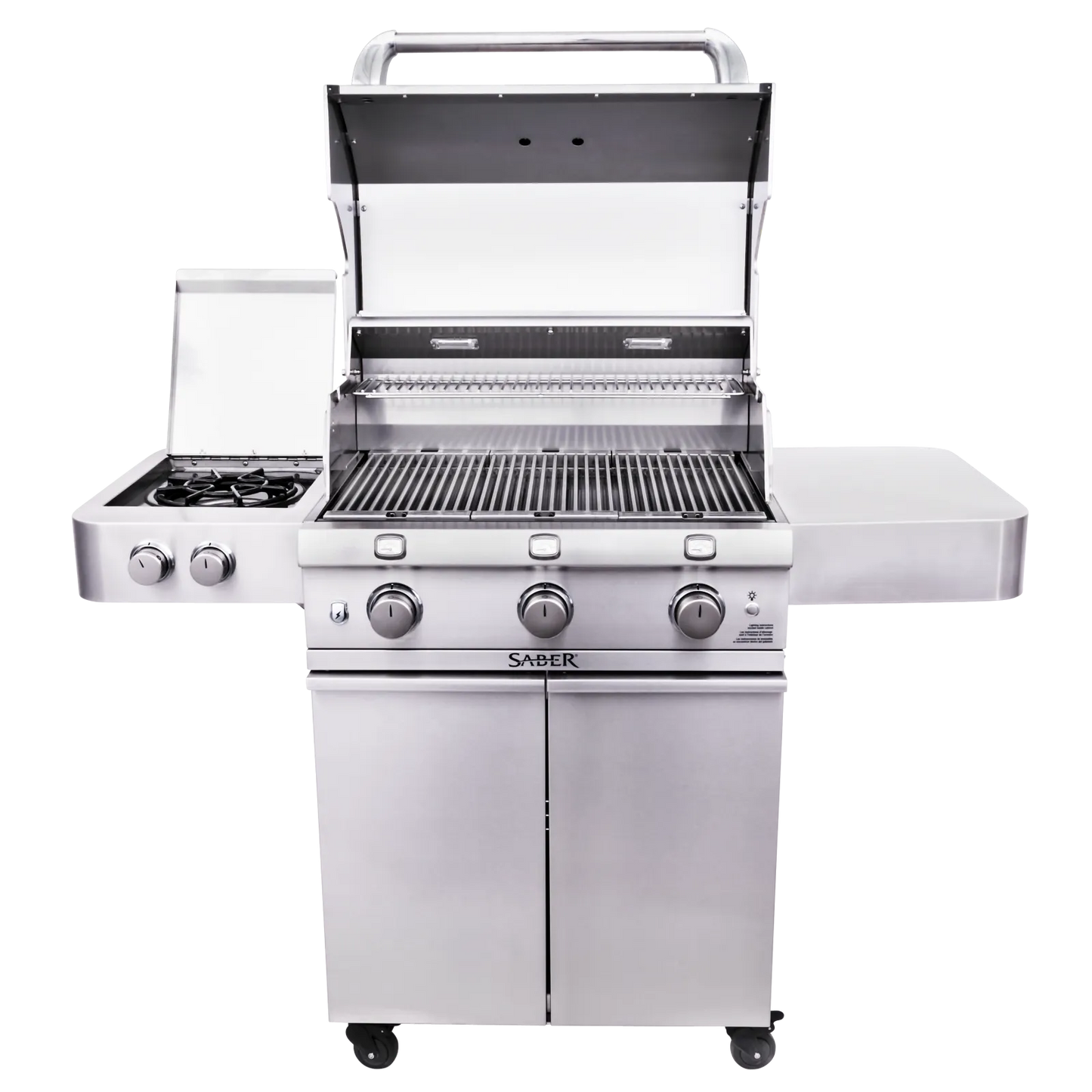SABER® Premium 3-Burner Gas Grill w/Dual Ring Side Burner  North West Stoves - LA Pool & Spas