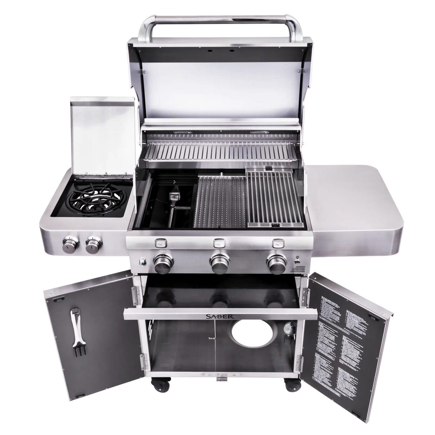 SABER® Premium 3-Burner Gas Grill w/Dual Ring Side Burner  North West Stoves - LA Pool & Spas