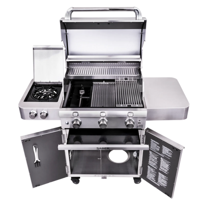 SABER® Premium 3-Burner Gas Grill w/Dual Ring Side Burner  North West Stoves - LA Pool & Spas