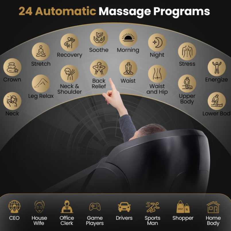 Mega Sale- Costway Jl10039wl-2025 New Model Premuim 4D Zero Gravity SL Track Massage Recliner with Heater and Airbag Massage