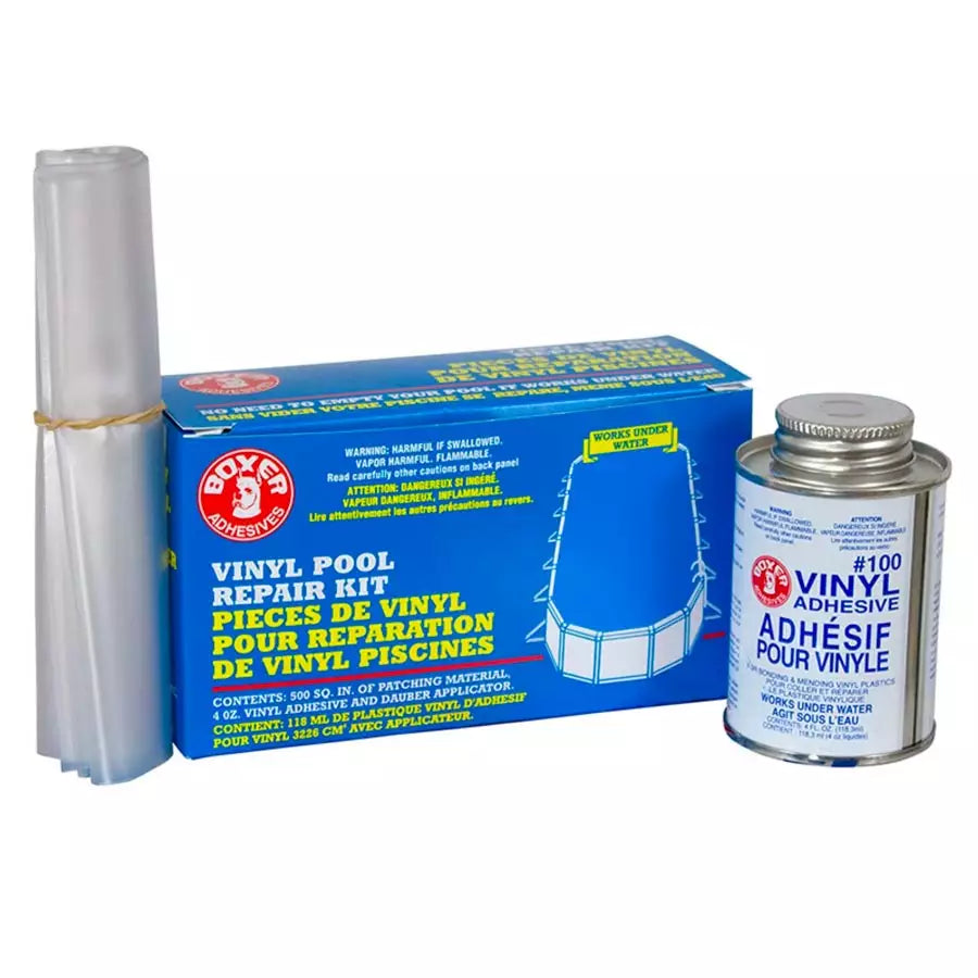 Vinyl pool repair kit, 4 oz adhesive w/ applicator cap, 500